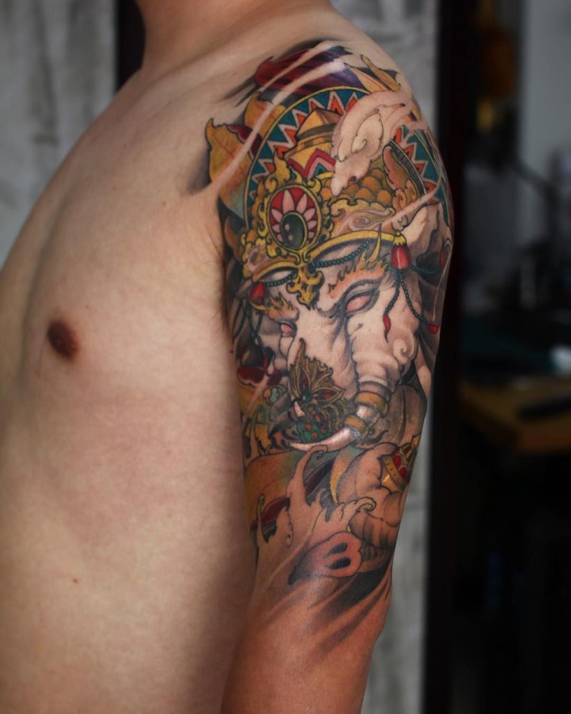 Japanese elephant tattoo