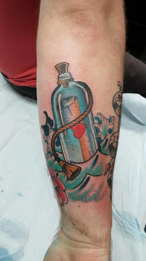 Message in a bottle tattoo