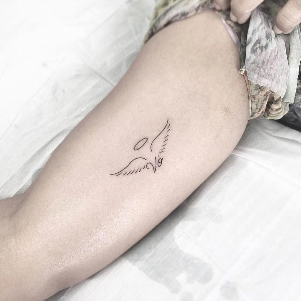 minimalist angel tattoo