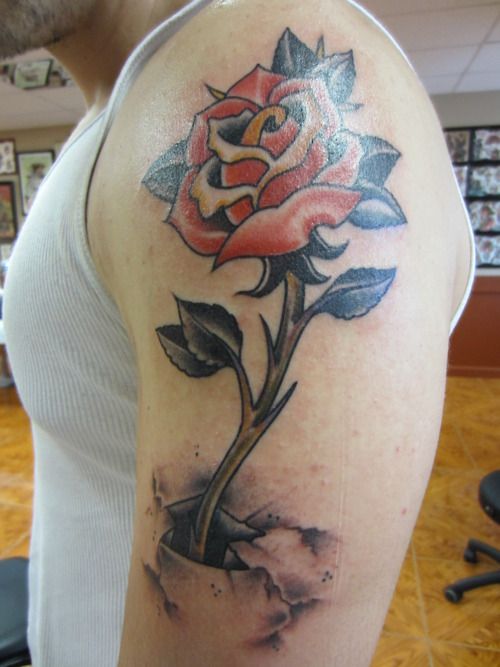 rose from concrete tattoo