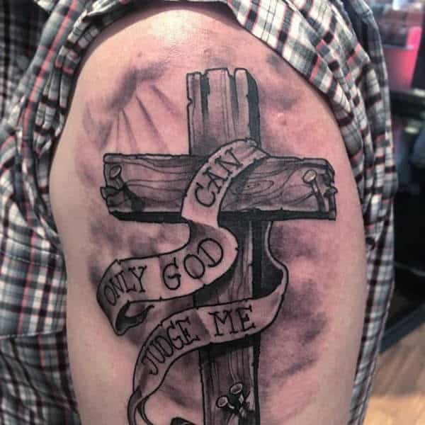 wooden cross tattoo