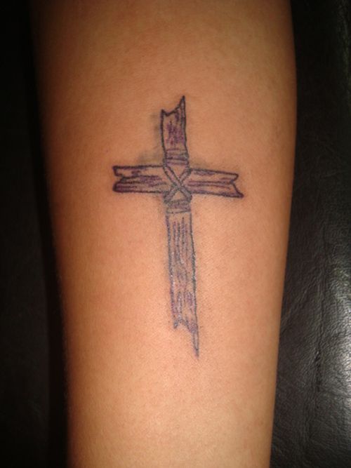 wooden cross tattoo