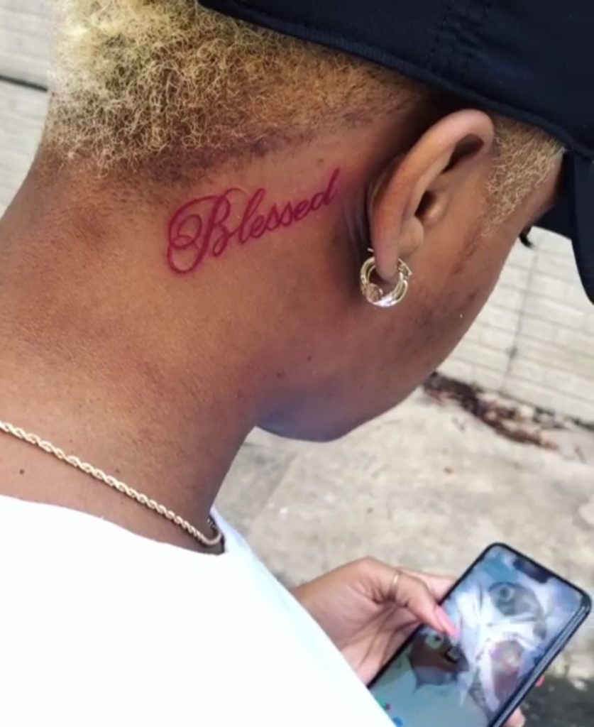blessed neck tattoo