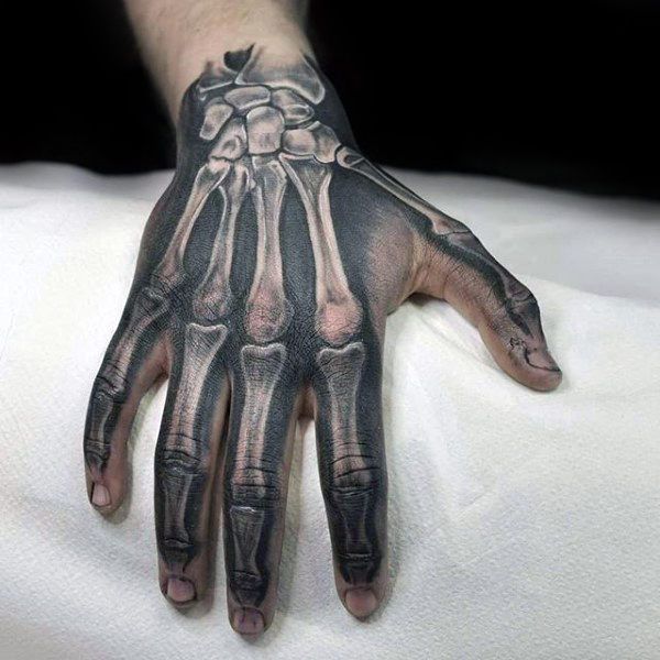 bone finger tattoo