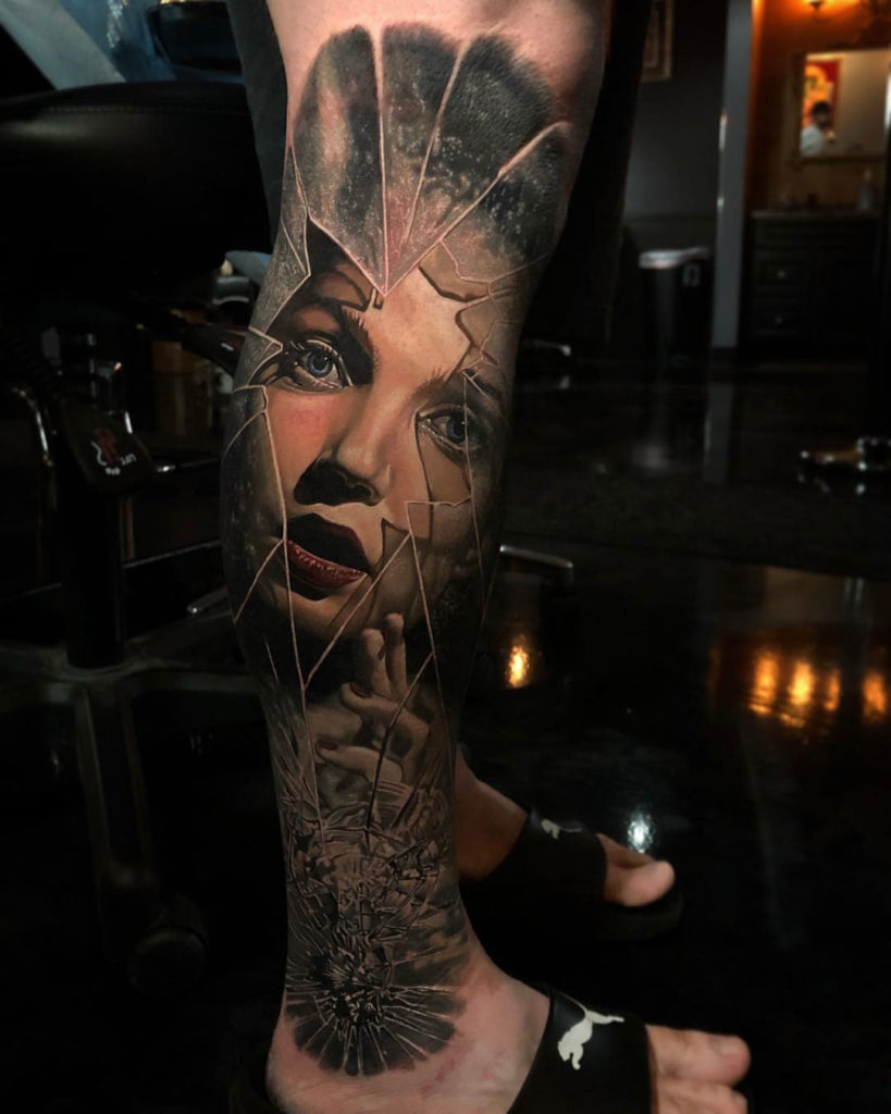broken glass tattoo