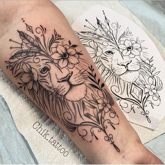 20+ Half Lion Half Flower Tattoo