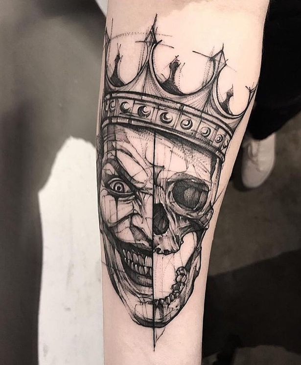 joker skull tattoo