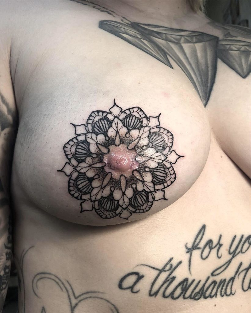 nipple tattoos flowers