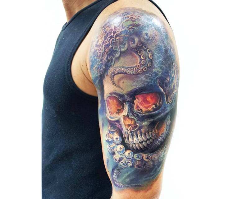 octopus skull tattoo
