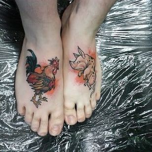 pig and chicken tattoo