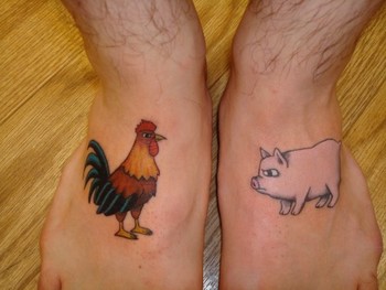 pig and chicken tattoo