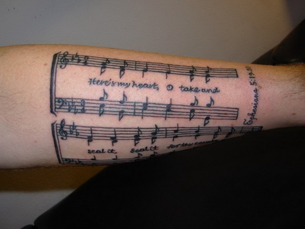 sheet music tattoo