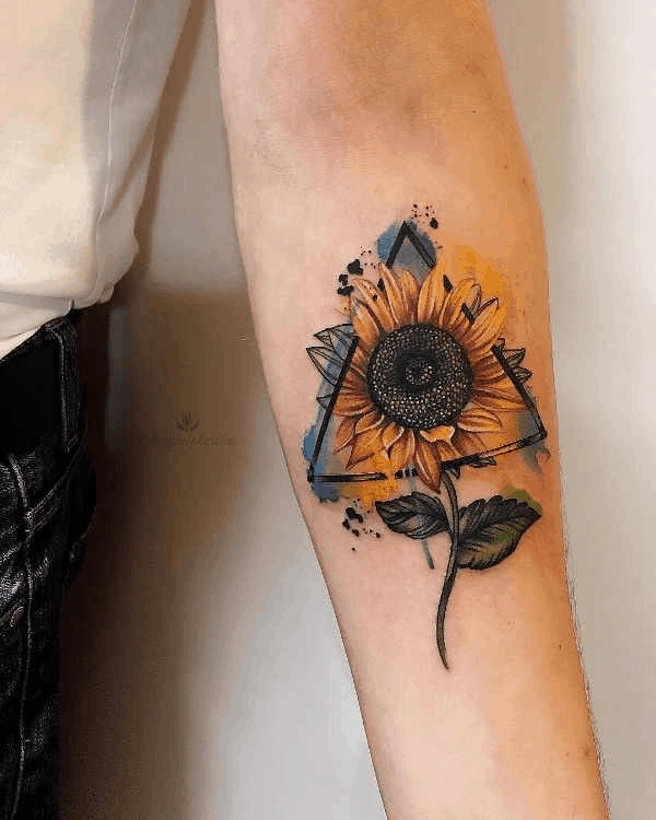 sunflower skull tattoo