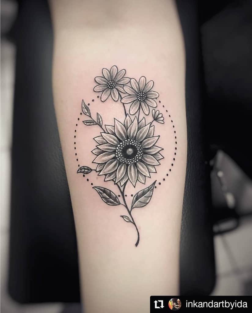 sunflower tattoo stencil