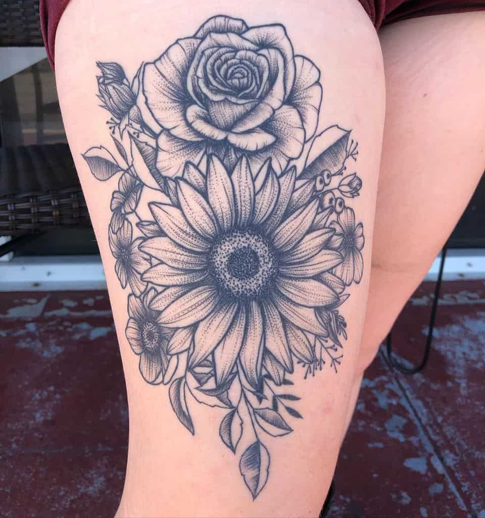 sunflower tattoo stencil