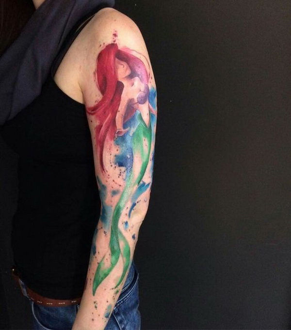 watercolor mermaid tattoo