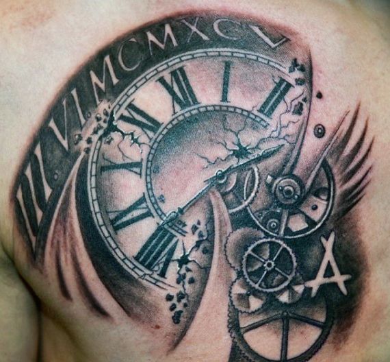 Clock tattoo stencil