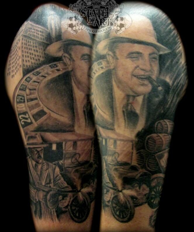 Gangster sleeve tattoos for men