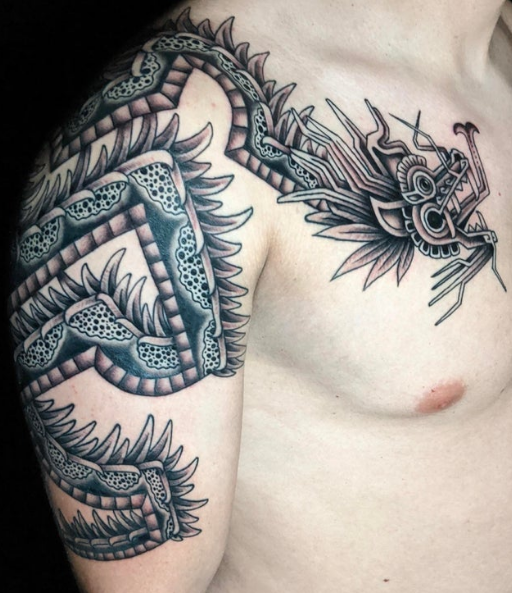 Aztec serpent tattoo