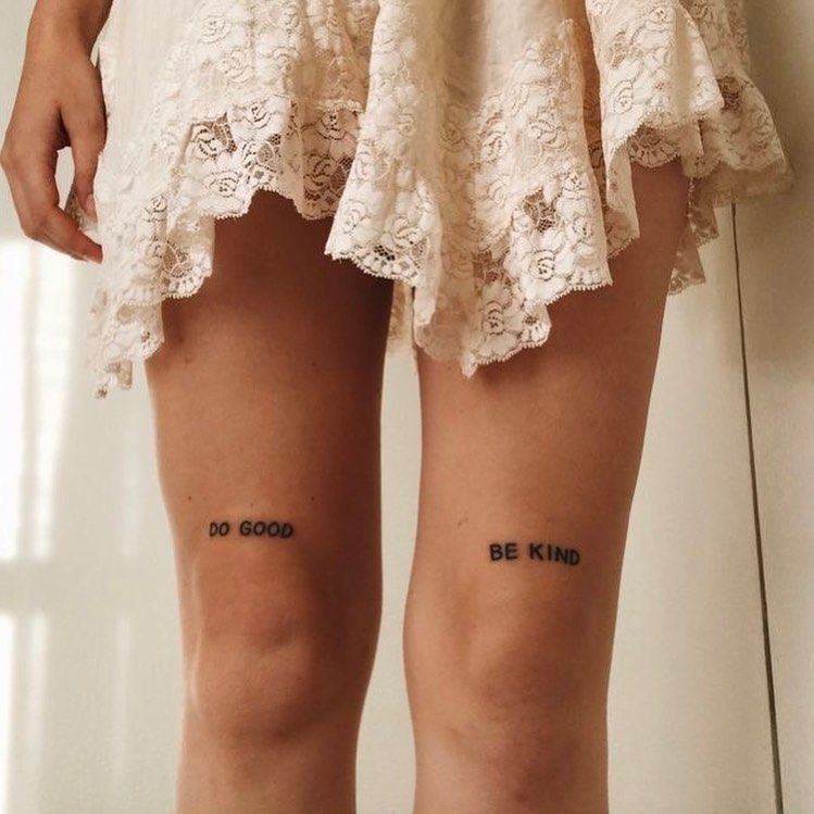 above knee script tattoo
