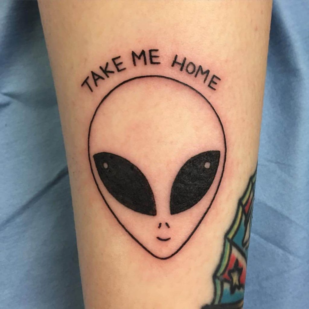 alien head tattoo