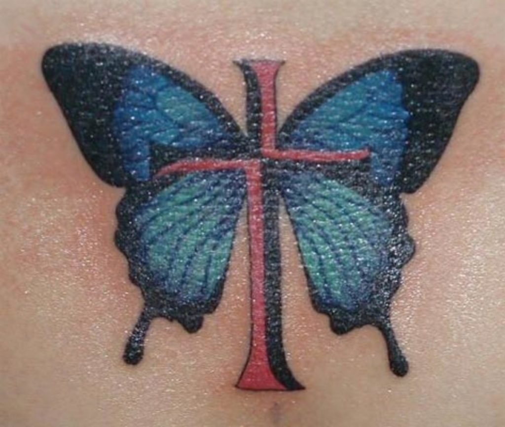 butterfly cross tattoo