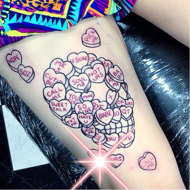 candy heart tattoo