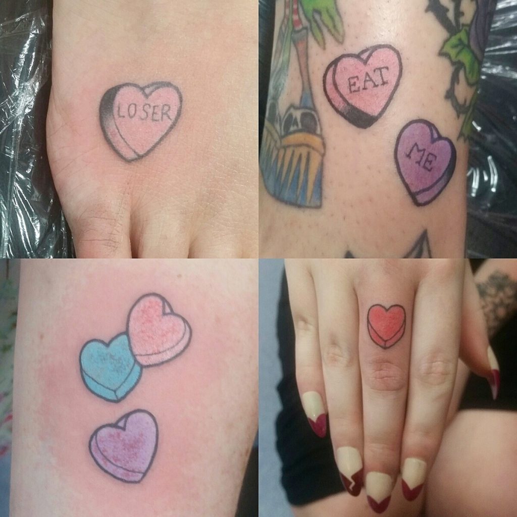 candy heart tattoo