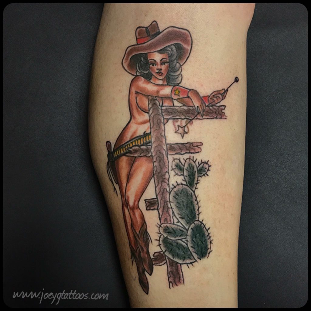 cowgirl pinup tattoo