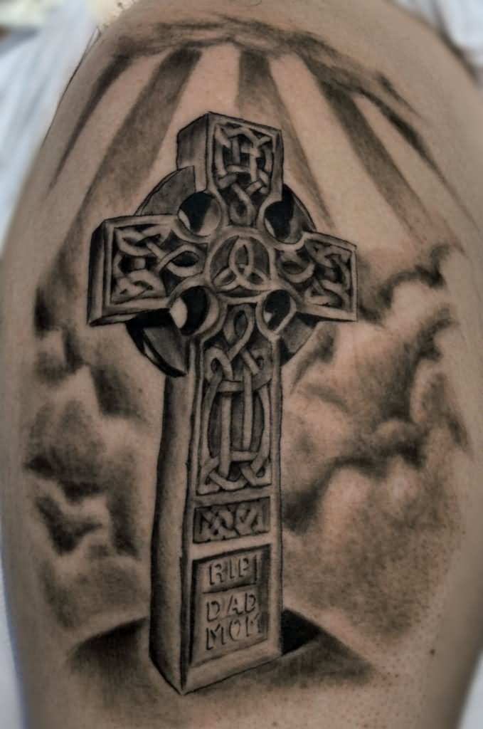 cross with ribbon tattoo