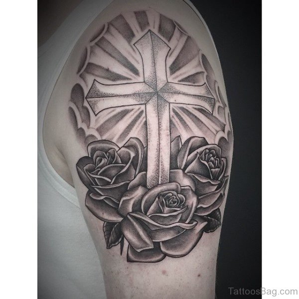 cross with clouds tattoo