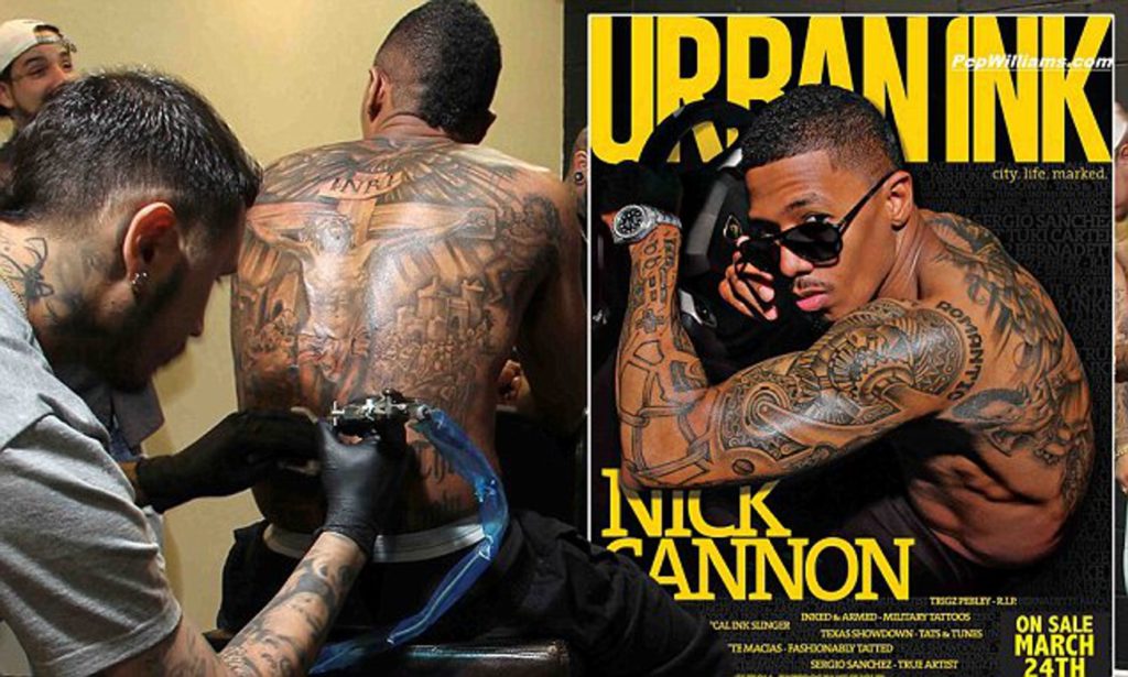 nick cannon back tattoo