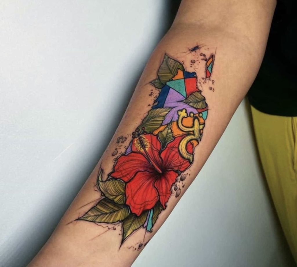 puerto rican flower tattoo