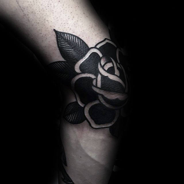 rose knee tattoo