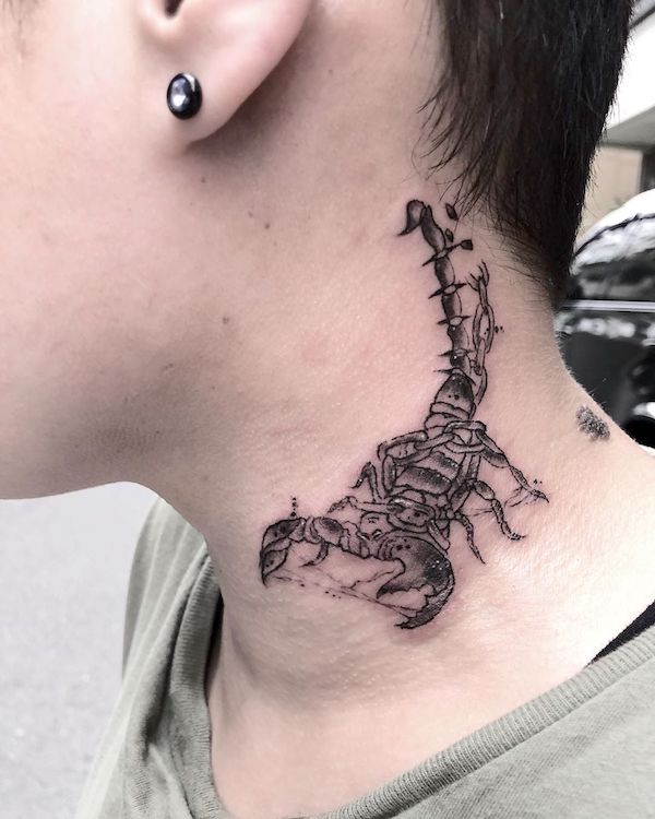 scorpion neck tattoo