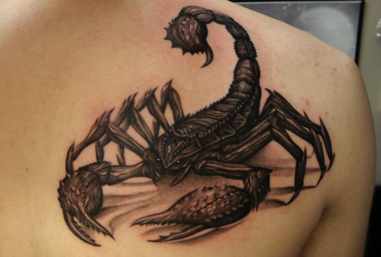 scorpion neck tattoo