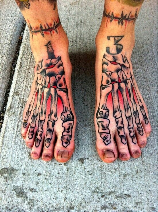 skeleton foot tattoo