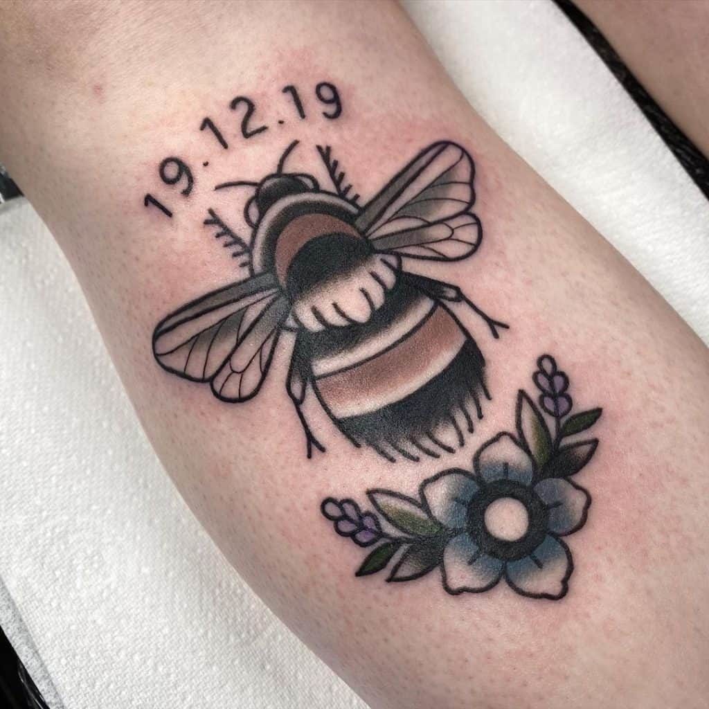 traditional bee tattoo
