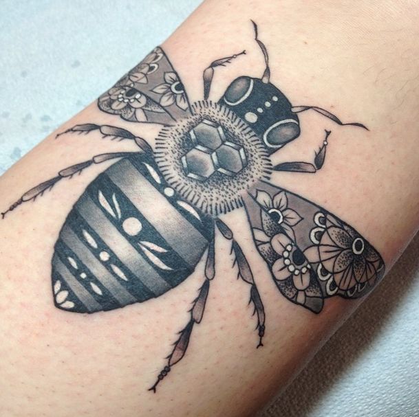 traditional bee tattoo