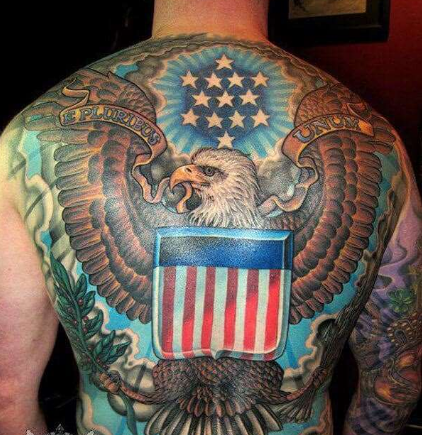 Eagle and flag tattoo