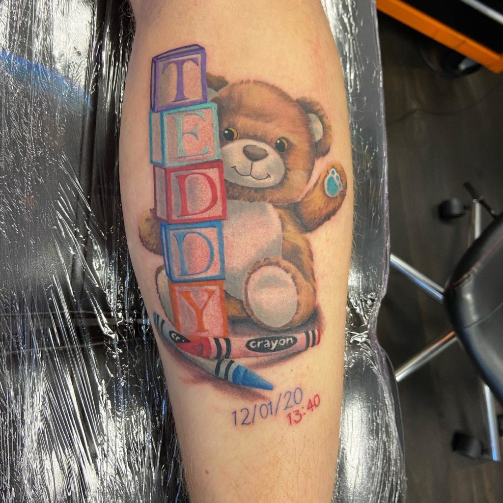 Baby bear tattoo