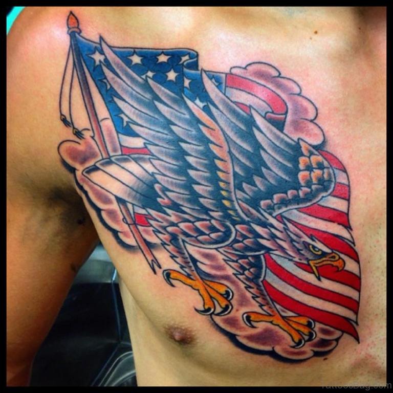 Eagle and flag tattoo