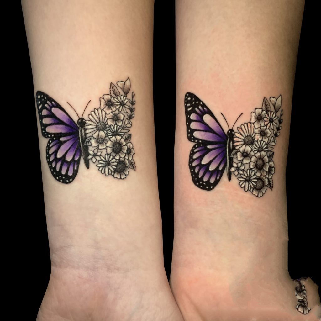Butterfly sister tattoos
