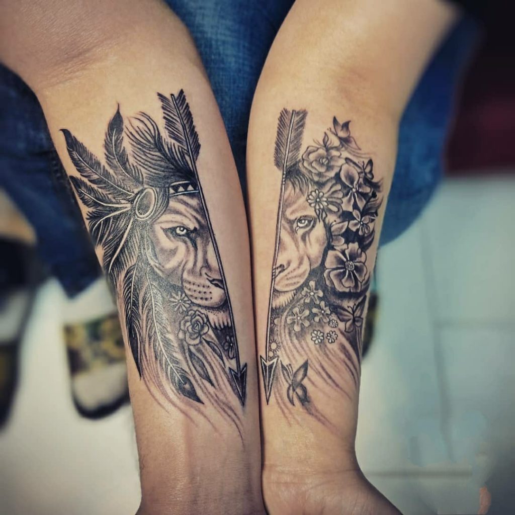 Lion couple tattoo 