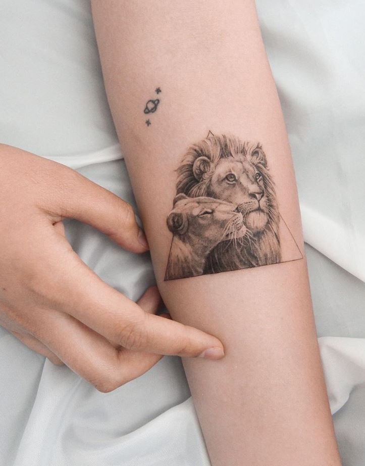 Lion couple tattoo