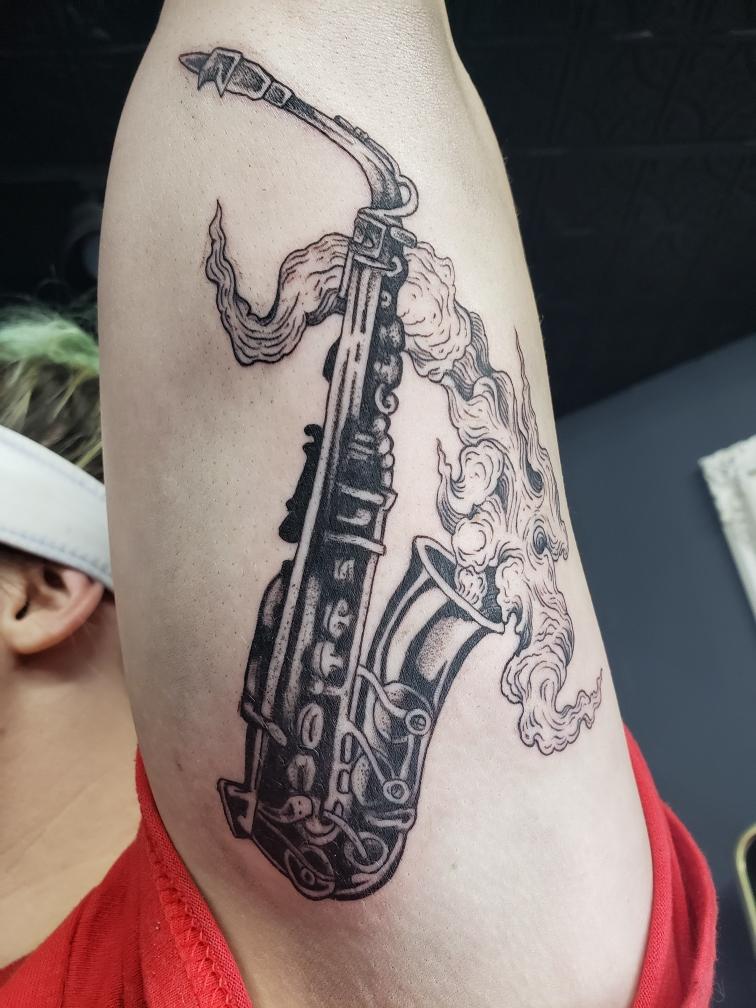 Saxophone tattoo