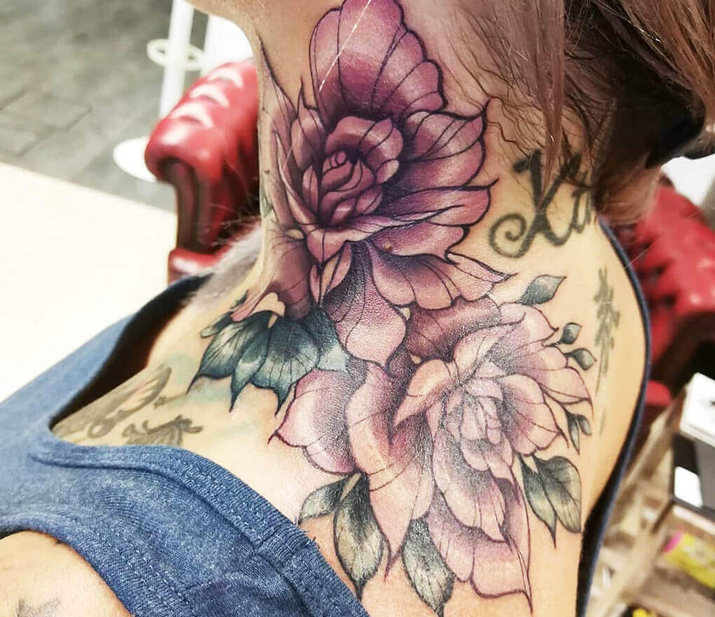 Neo traditional flower tattoo