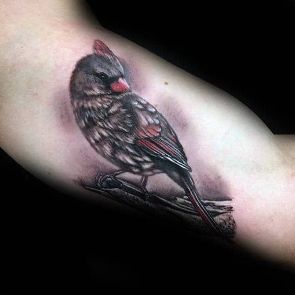 black and white cardinal tattoo