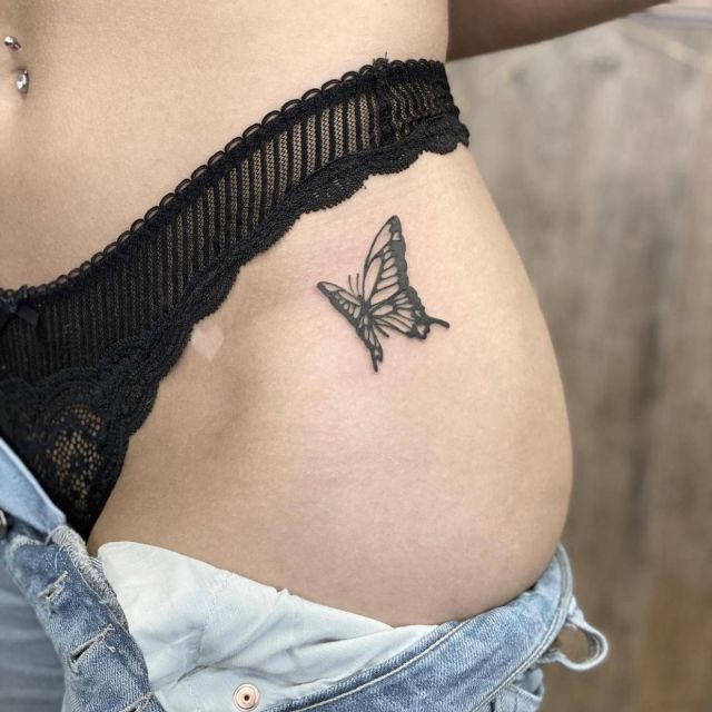 butterfly hip tattoo