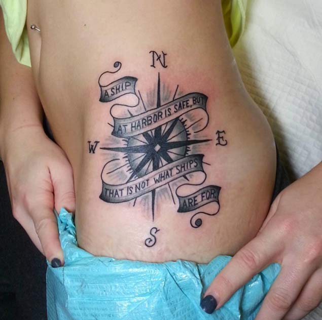 compass tattoo with quote